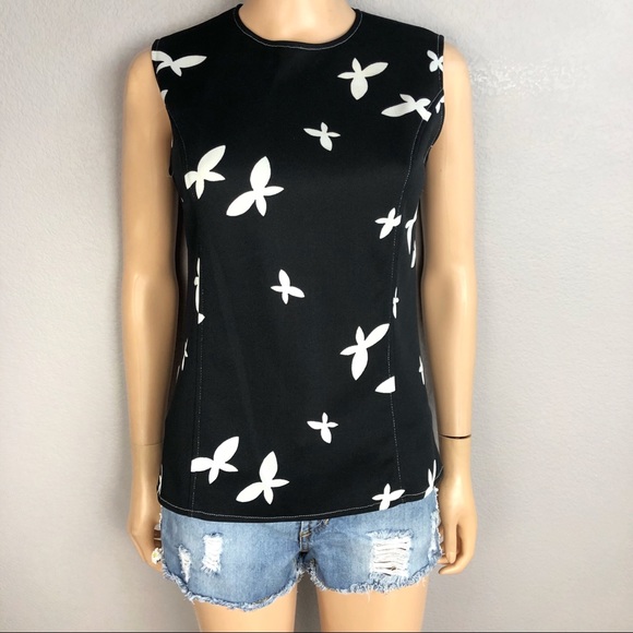 Vintage Tops - 70’s Vintage Polyester Butterfly Print Tank Top